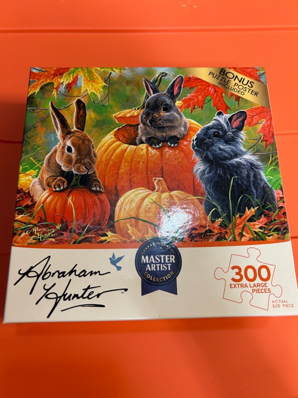 Abraham Hunter Master Artist 300-Piece Pumpkin & Rabbits Puzzle - Orange